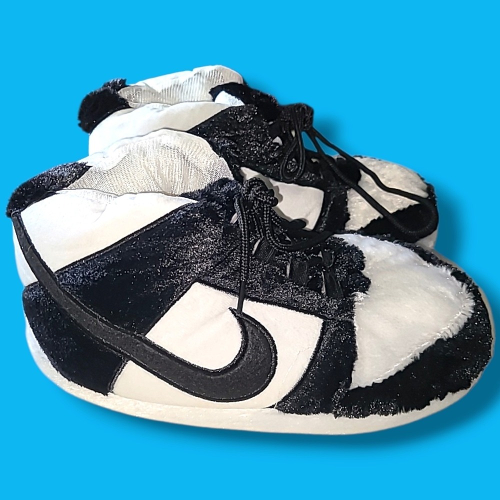 Panda Dunk Sneaker Slipper 35-45 House Shoes Black & White Oversized Plush